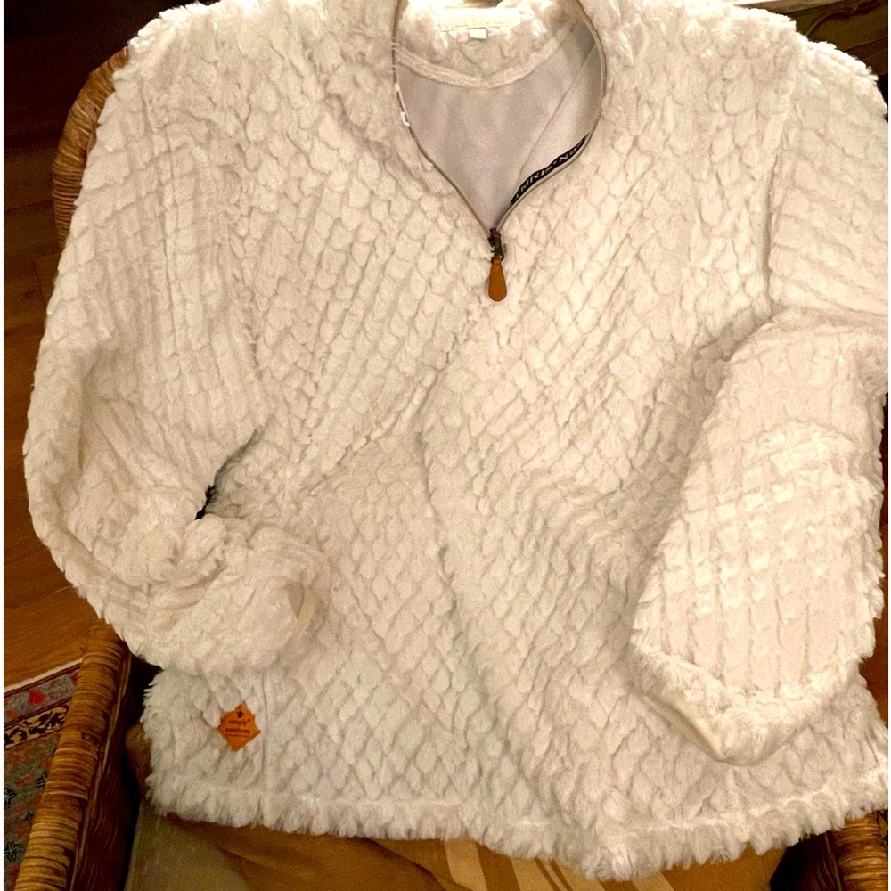 Simply Southern Chenille Quarter Zip. White. XL. Like new - worn twice.